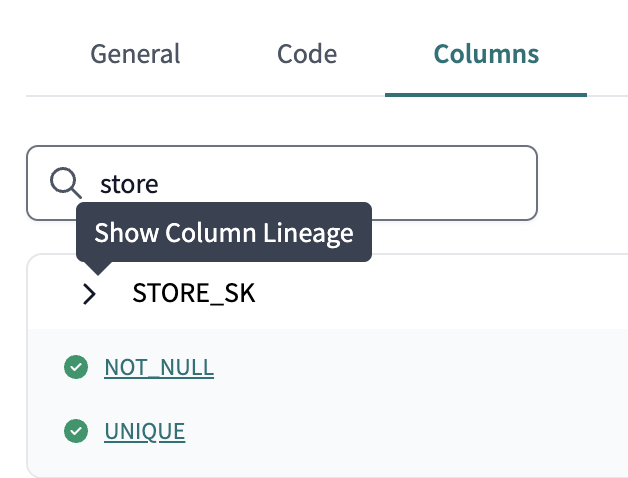Example of the Columns tab and where to expand for the CLL Example of the Columns tab and where to expand for the CLL